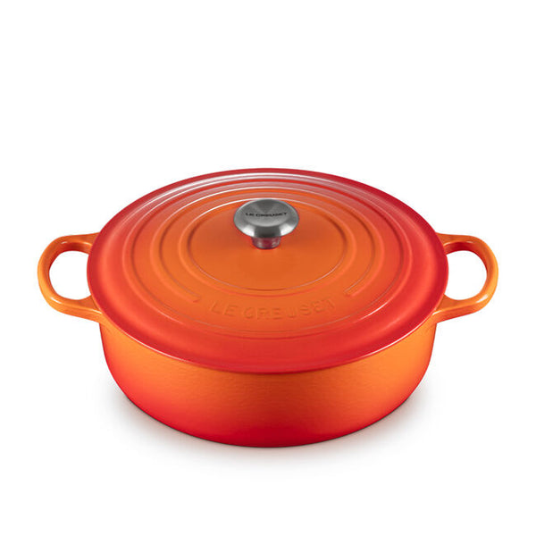 kitchengrips Shallow Round Oven Flame Enameled Cast Iron