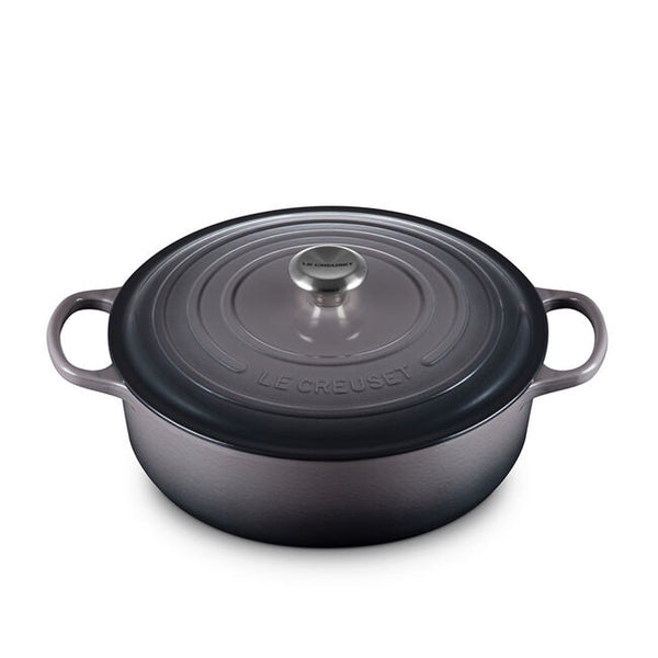 kitchengrips Shallow Round Oven Oyster Enameled Cast Iron
