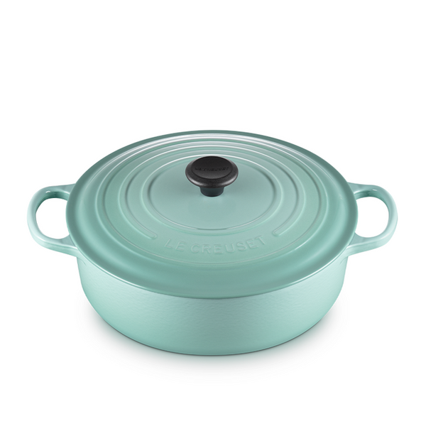 kitchengrips Shallow Round Oven Sage Enameled Cast Iron