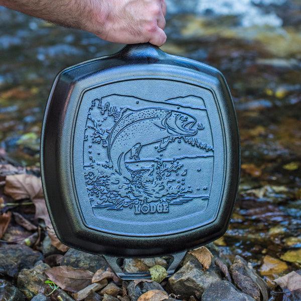 Kitchengrips Square Grill Pan With Handle Wildlife Series Cast Iron