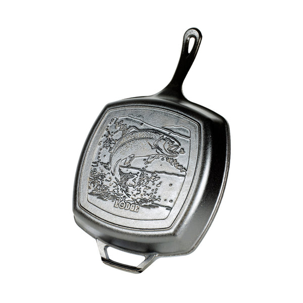 kitchengrips Square Grill Pan with Handle Wildlife Series Cast Iron