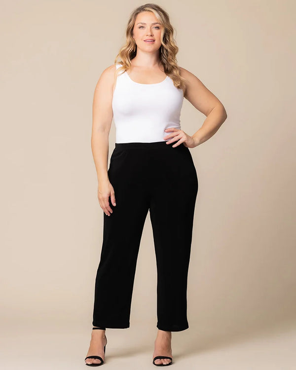 kiyonna Classic Petite Pull-On Straight Leg Pants by Vikki Vi