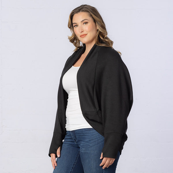 kiyonna Dolman-Sleeved Shawl Cardigan with Thumbholes - Sale