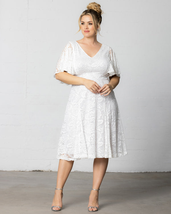 Kiyonna Genevieve Lace Flutter Sleeve Midi Dress - Sale