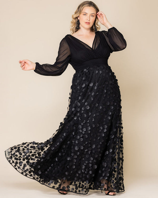 kiyonna Blossoming Beauty Mesh Evening Gown