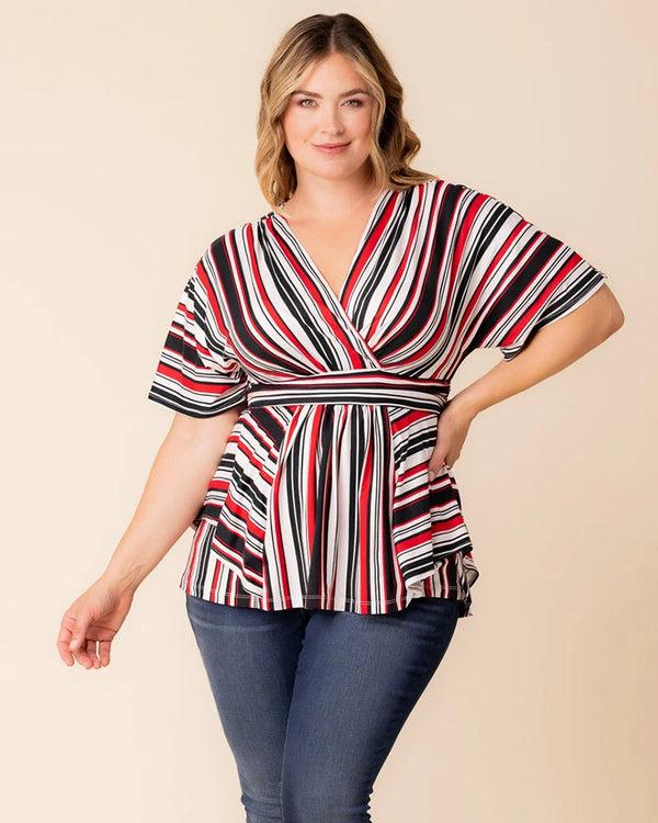 kiyonna Boulevard Striped Top - Sale
