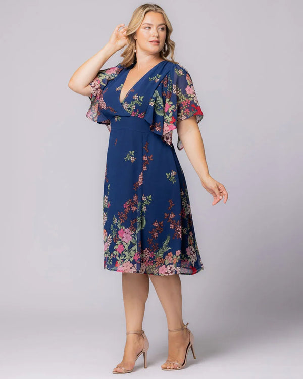 Kiyonna Breezy Border Print Cocktail Dress