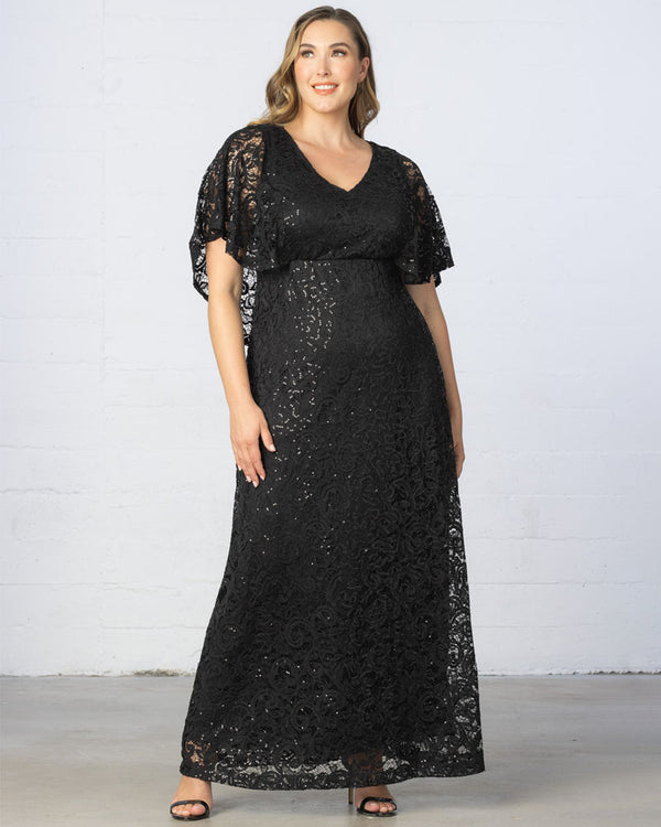 Kiyonna Celestial Cape Sleeve Gown - Sale