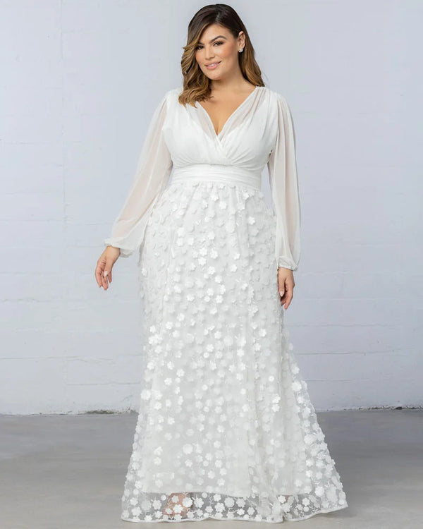Kiyonna Enchanted Garden Long Sleeve Wedding Gown