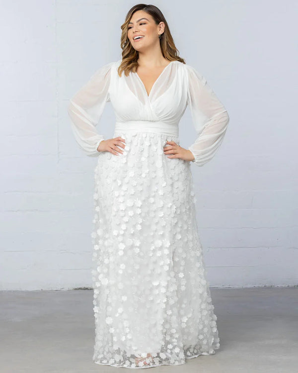 Kiyonna Enchanted Garden Long Sleeve Wedding Gown