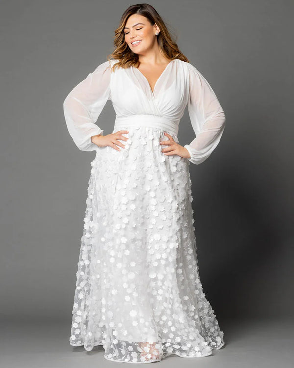 kiyonna Enchanted Garden Long Sleeve Wedding Gown