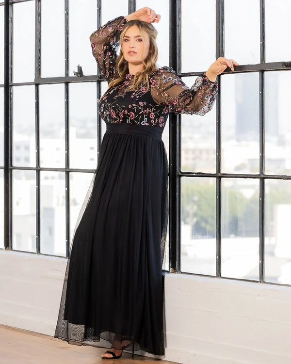 kiyonna Eternal Embroidered Bodice Evening Gown