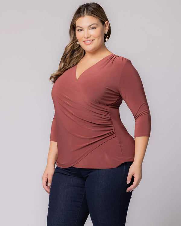 Kiyonna Femme Fatale Faux Wrap Top - Sale