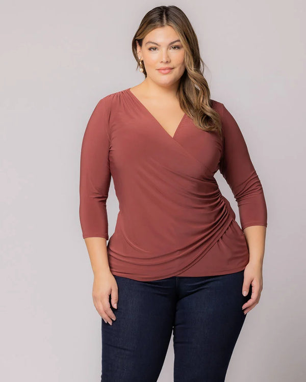 kiyonna Femme Fatale Faux Wrap Top - Sale