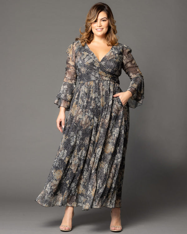 Kiyonna Gilded Glamour Long Sleeve Evening Gown