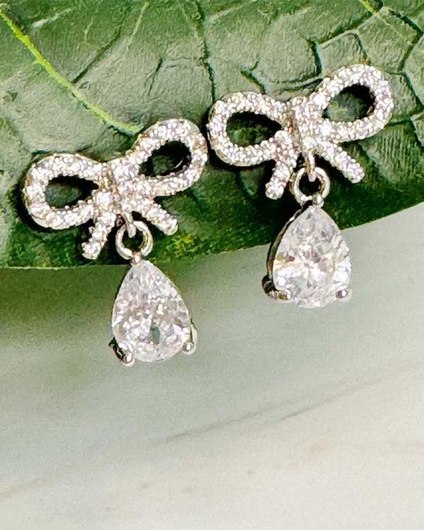 kiyonna Glittering Bow Teardrop Earrings