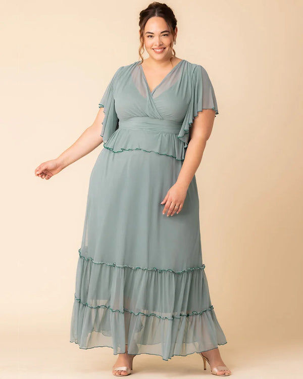 Kiyonna Graceful Tiered Mesh Gown - Sale