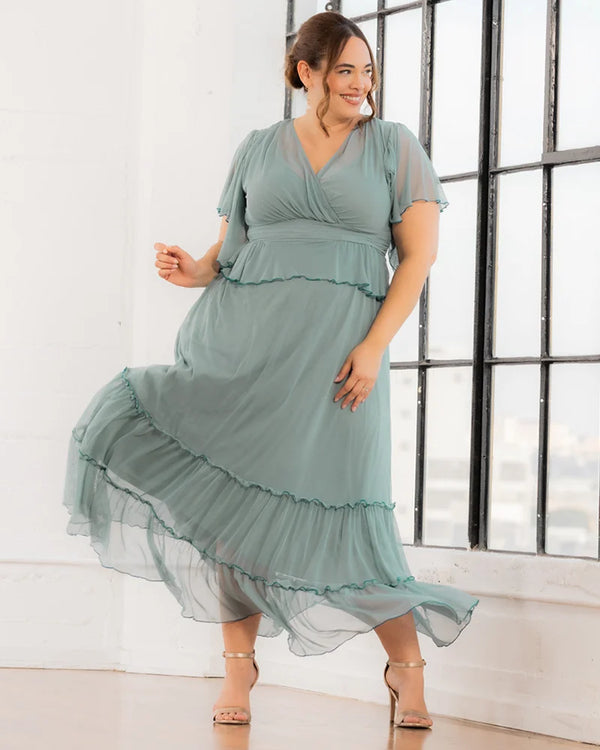 kiyonna Graceful Tiered Mesh Gown - Sale