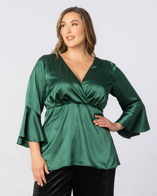 kiyonna Honey Satin Bell Sleeve Top - Sale