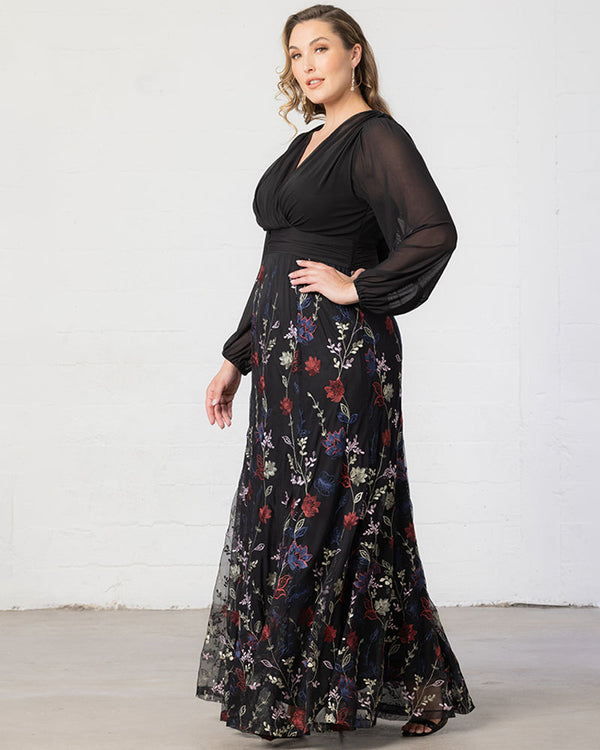 Kiyonna Isabella Embroidered Mesh Gown