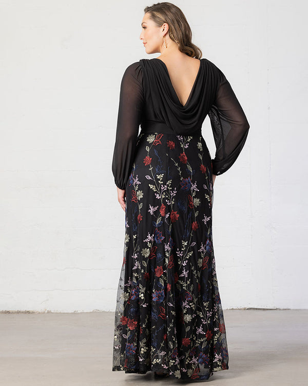 Kiyonna Isabella Embroidered Mesh Gown