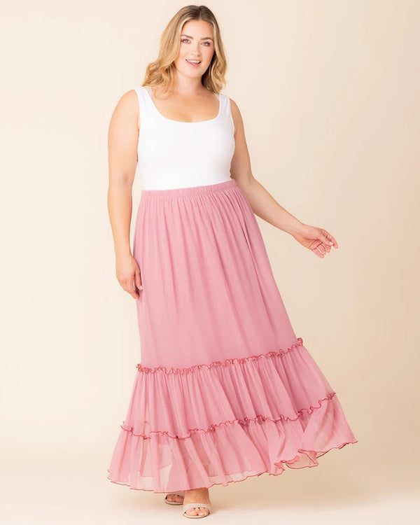 Kiyonna Isla Tiered Mesh Maxi Skirt - Sale