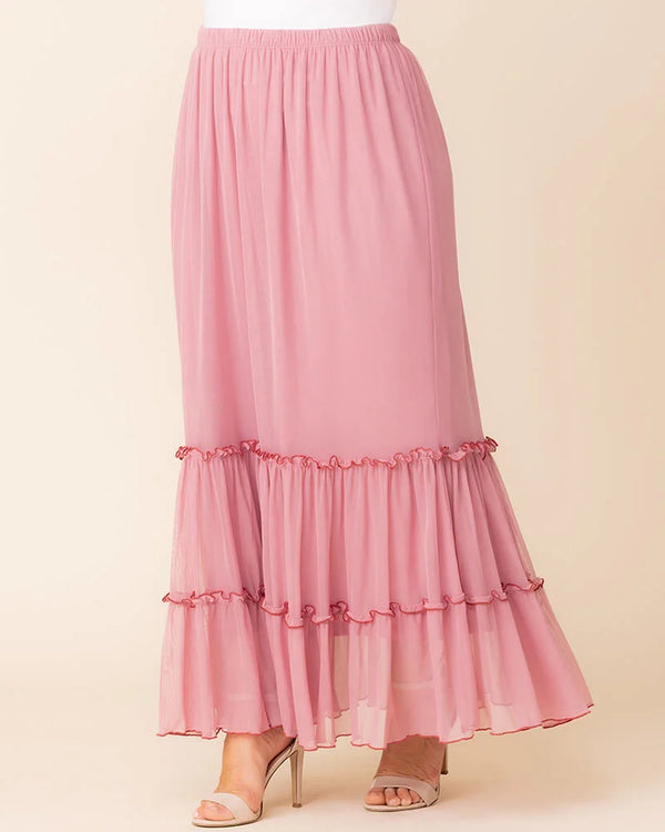 Kiyonna Isla Tiered Mesh Maxi Skirt - Sale