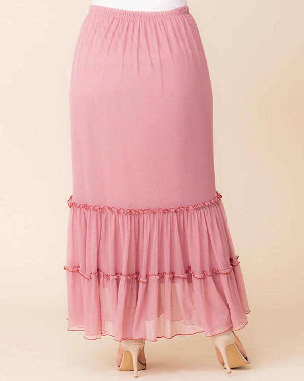 Kiyonna Isla Tiered Mesh Maxi Skirt - Sale