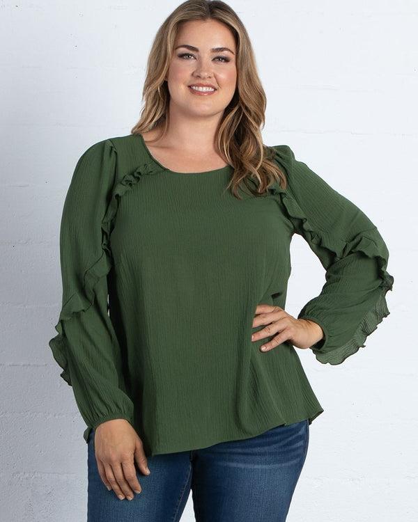 kiyonna Jolie Flounce Sleeve Top - Final Sale