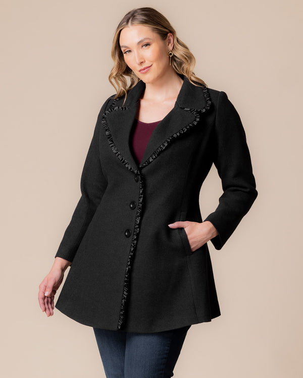 kiyonna Juliette Winter Coat with Satin Trim