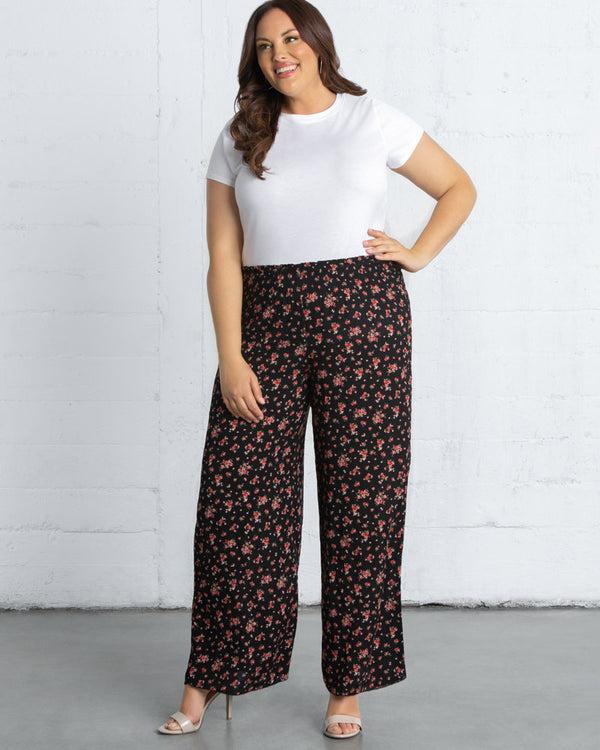 kiyonna Kora Print Wide-Leg Pants - Sale