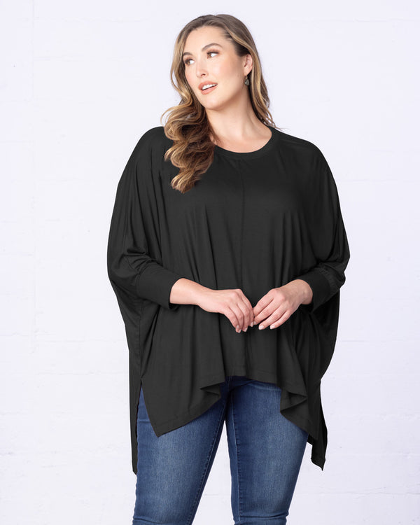 kiyonna Long Sleeved Hi-Lo Cape Tunic Top - Sale