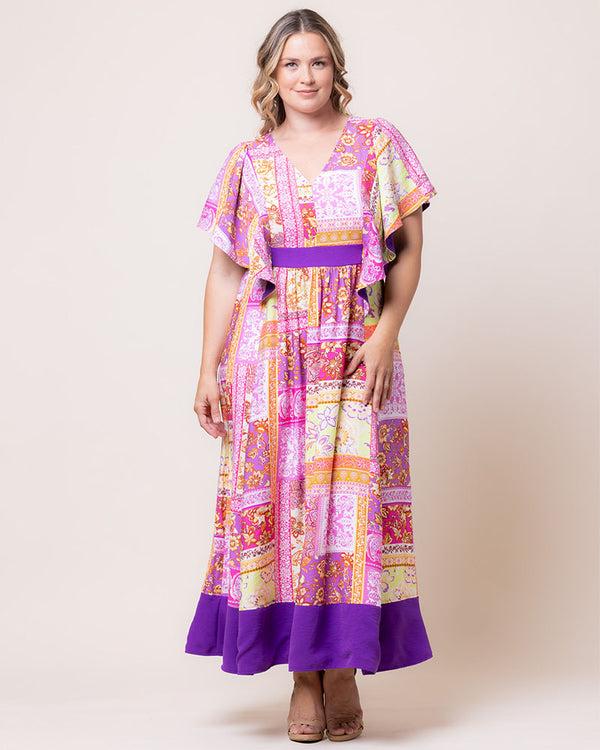 Kiyonna Mediterranean Breeze Boho Maxi Dress - Sale