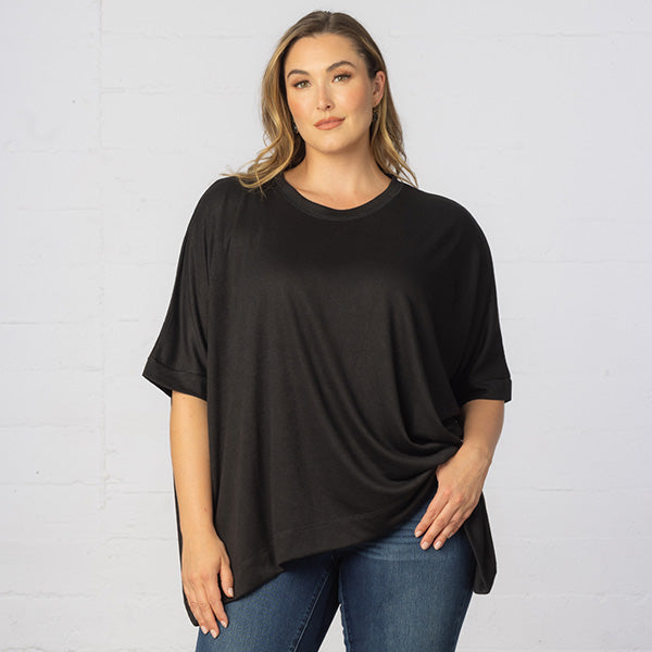 kiyonna Mid-Length Sleeve Asymmetrical Cape Top
