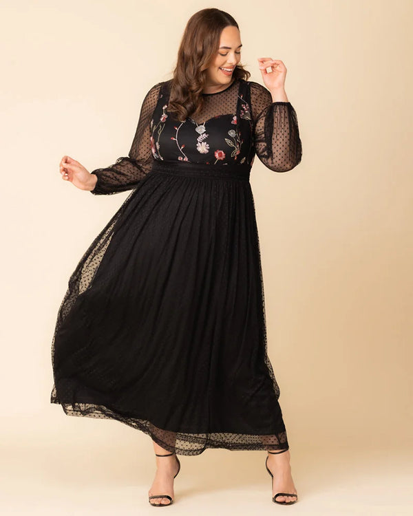 Kiyonna Mystique Mixed Media Evening Gown