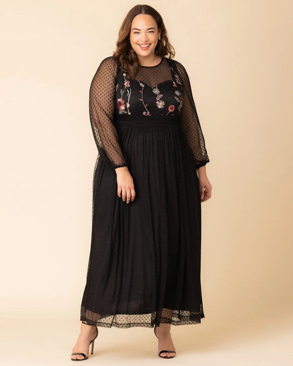 Kiyonna Mystique Mixed Media Evening Gown