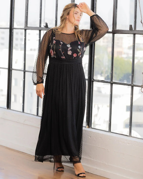 kiyonna Mystique Mixed Media Evening Gown