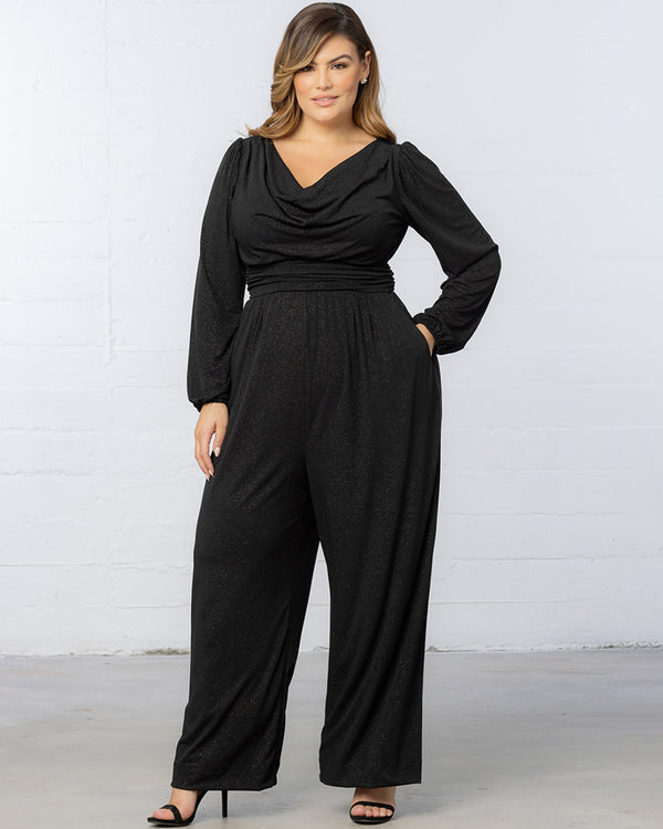 Kiyonna Natalia Cowl Neck Jumpsuit - Sale