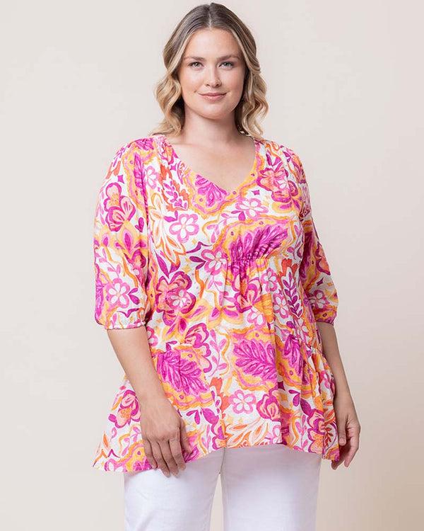 Kiyonna Oasis Flowy Swing Tunic Top - Sale