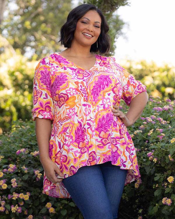 kiyonna Oasis Flowy Swing Tunic Top - Sale