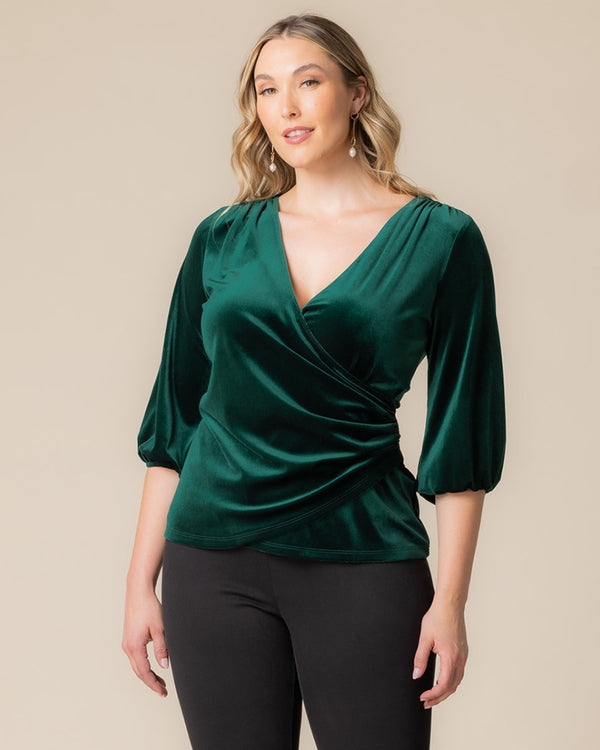 kiyonna Odette Velvet Faux Wrap Top