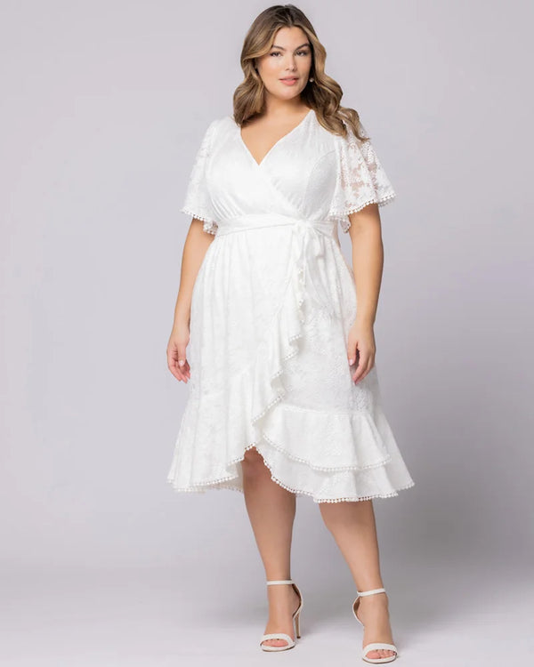 Kiyonna Palermo Lace Faux Wrap Cocktail Dress