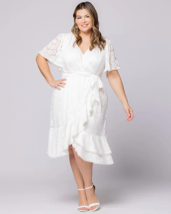 Kiyonna Palermo Lace Faux Wrap Cocktail Dress