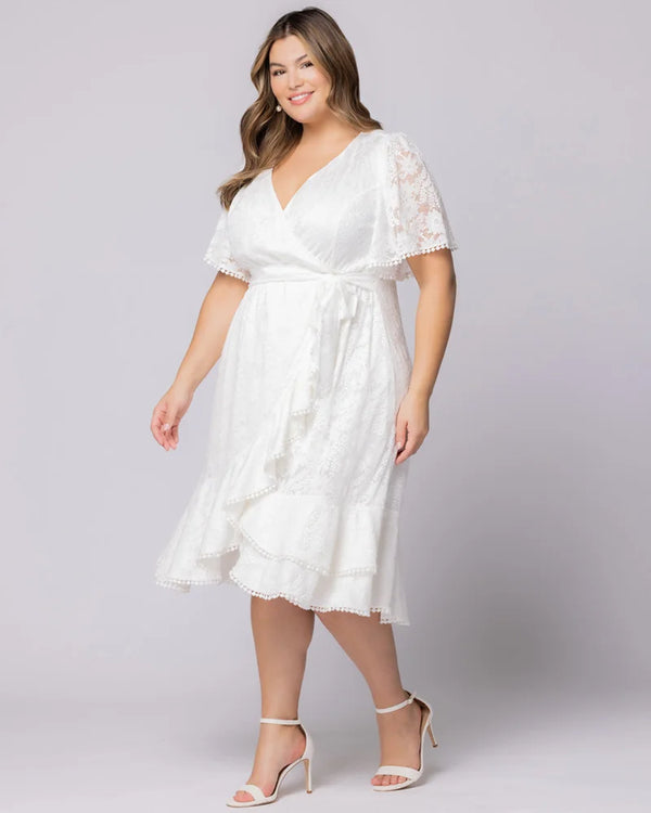 Kiyonna Palermo Lace Faux Wrap Cocktail Dress