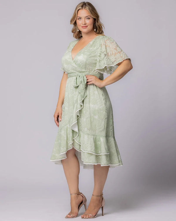 Kiyonna Palermo Lace Faux Wrap Cocktail Dress - Sale