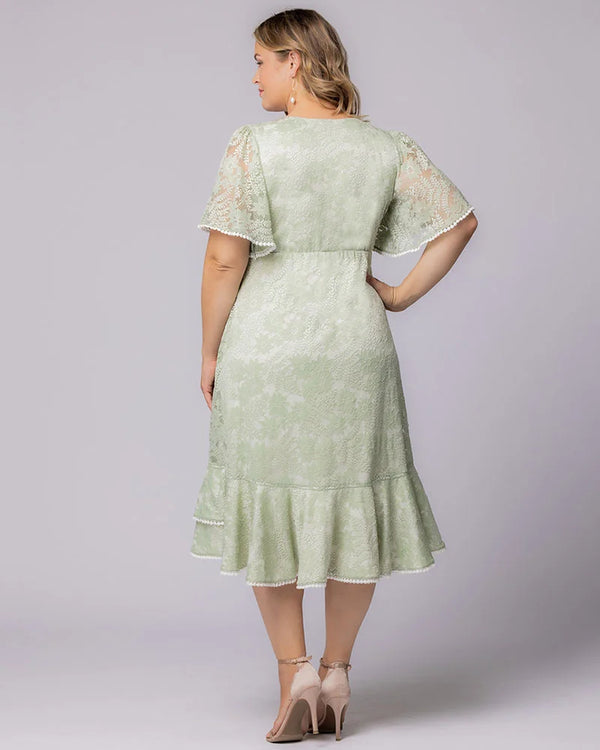 Kiyonna Palermo Lace Faux Wrap Cocktail Dress - Sale