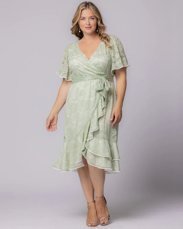 kiyonna Palermo Lace Faux Wrap Cocktail Dress - Sale