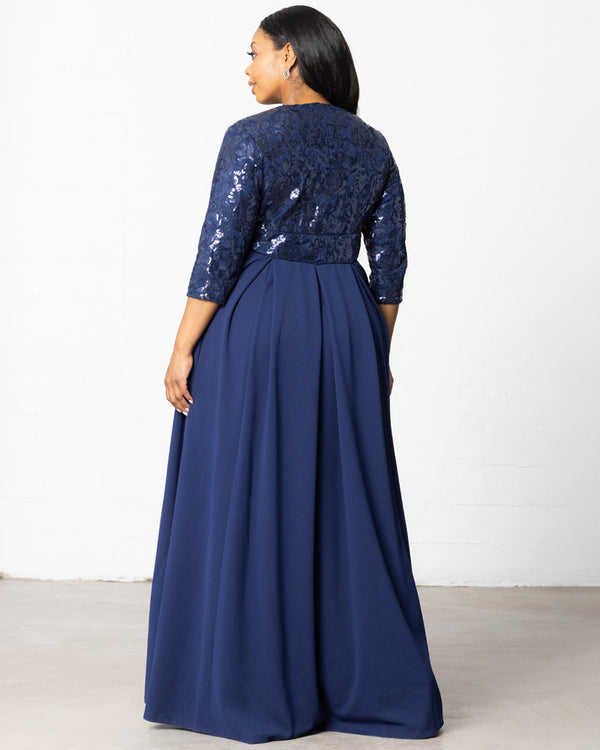 Kiyonna Paris Pleated Sequin Gown