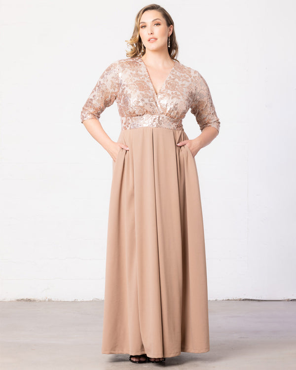Kiyonna Paris Pleated Sequin Gown - Sale
