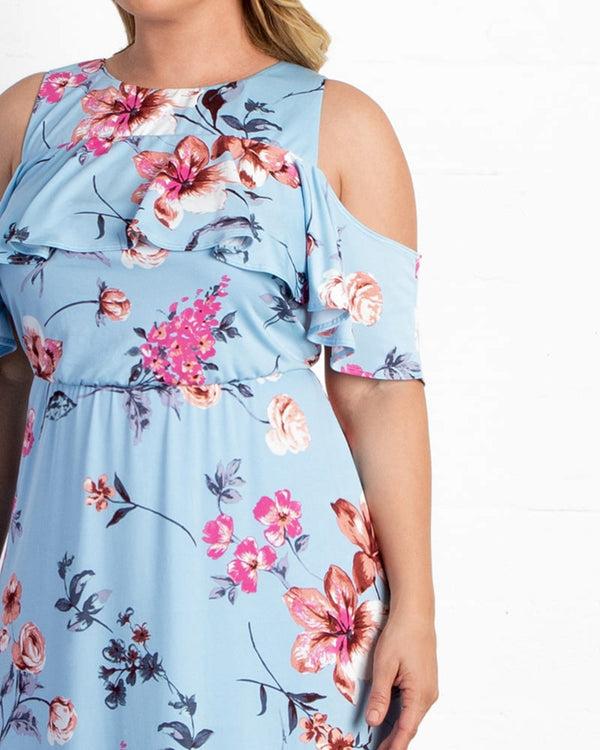 Kiyonna Piper Cold Shoulder Maxi Dress - Final Sale